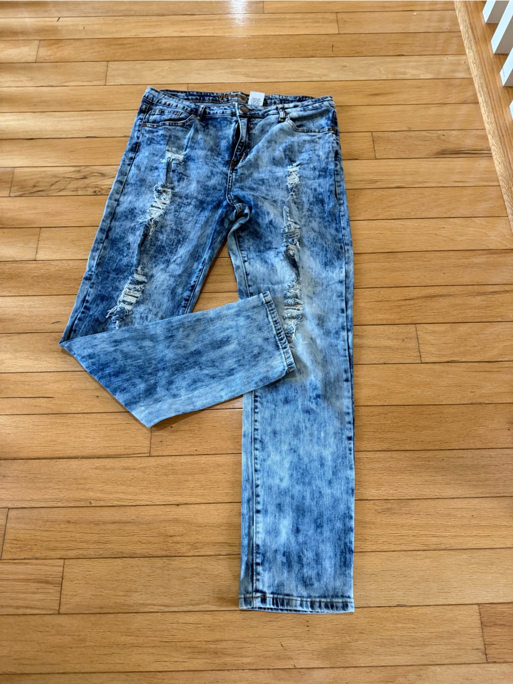 VIP Acid-Wash Blue Distressed Skinny Jeans